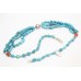 Women's Necklace 925 Sterling Silver beads blue turquoise stones P 397